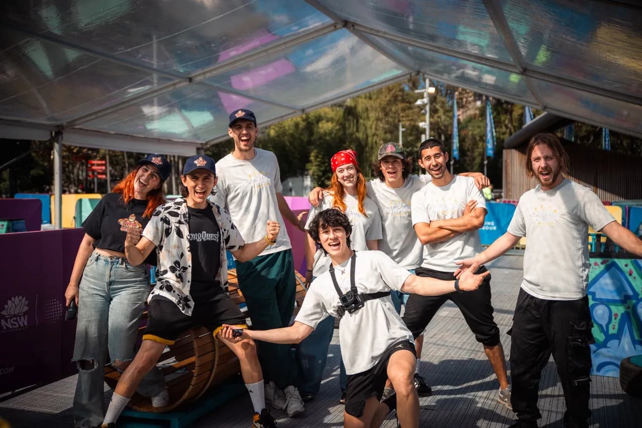 The KongQuest crew together under the Covered Festival marquee